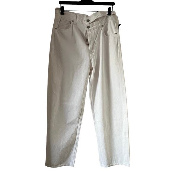 Agolde Broken Waistband Cut Out Jeans In Milkshake White Size 32 - Picture 3 of 14